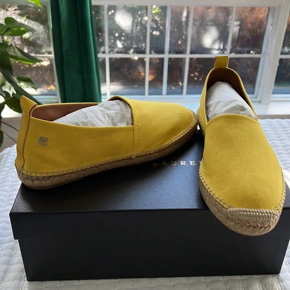 Espadrilles yellow linen size 9